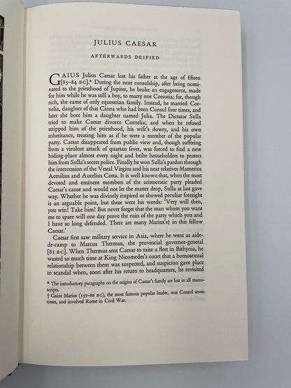 Page on Julius Caesar from "The Twelve Caesars" by Suetonius" 
