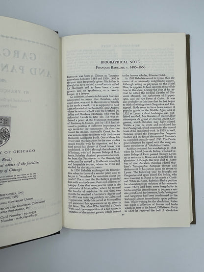 Biographical note page from  Rabelais (Gargantua and Pantagruel)