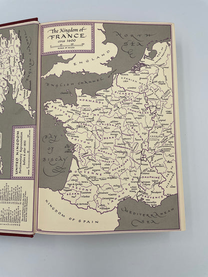 Inside cover pages with map of France circa 1600 from "The Age of Louis XIV" by Will and Ariel Durant (First Edition).