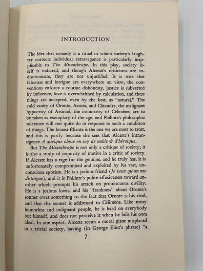 Introduction page with text on a plain background from ‘Molière: The Misanthrope and Tartuffe’.