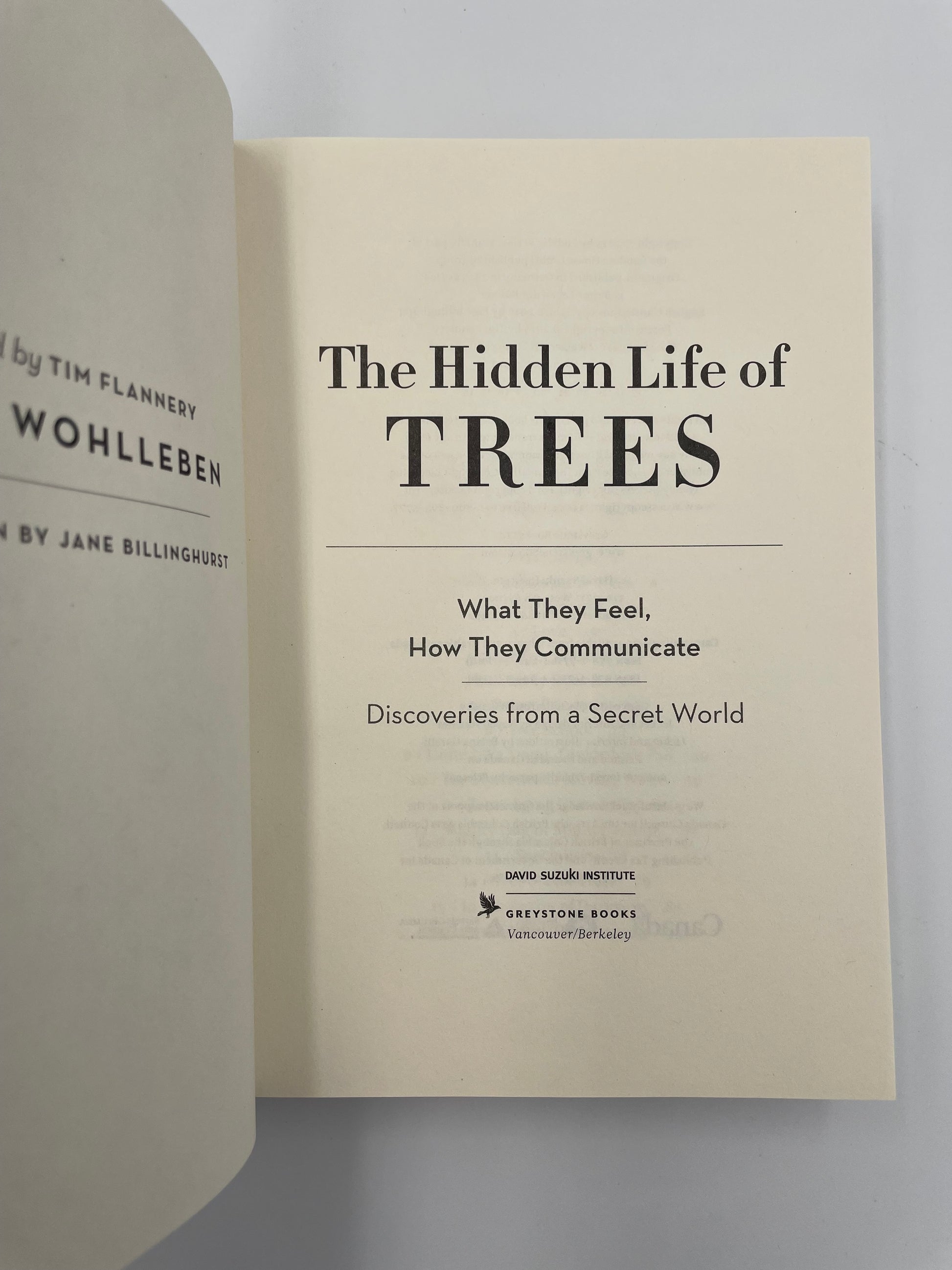 Title page from the book 'The Hidden Life of Trees' by Peter Wohlleben.