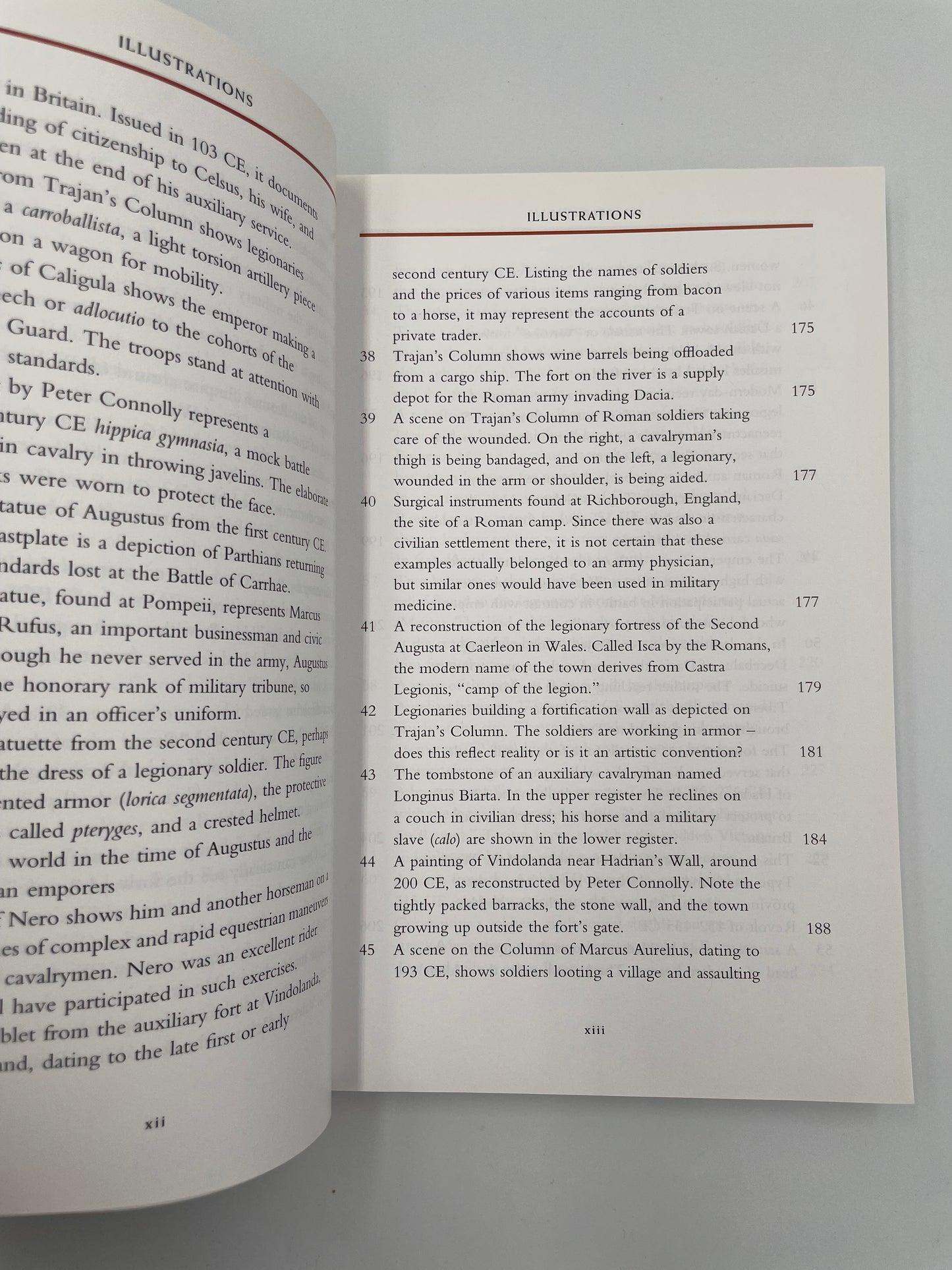 Table of illustration pages of ‘Roman Warfare’ by Jonathan P. Roth.