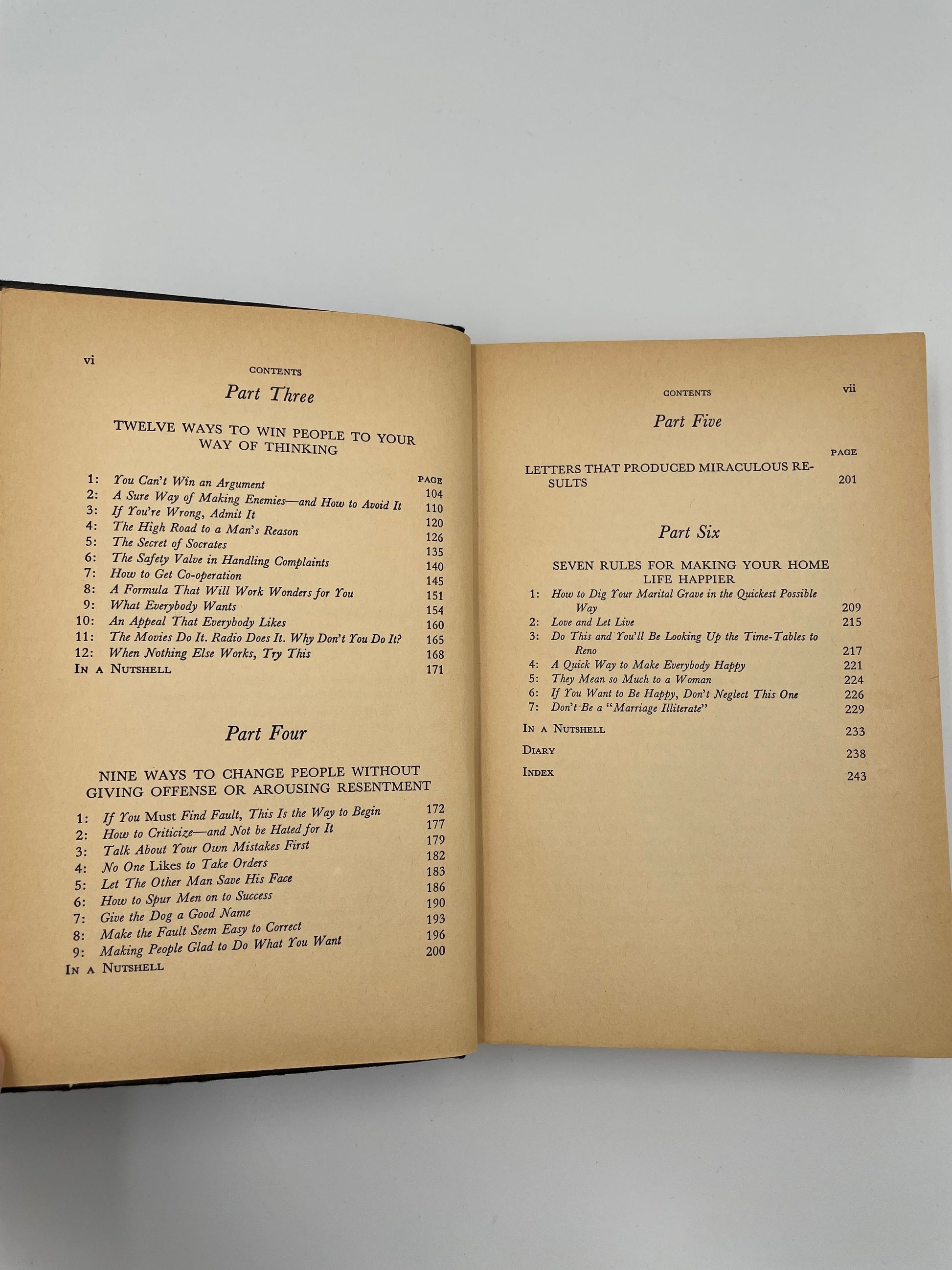 Details content pages continued of 'How to Win Friends and Influence People'  by Dale Carnegie, 1st Edition