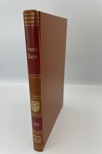 Book spine view of "Francis Bacon: Advancement of Learning, Novum Organum, New Atlantis". 1st edition from Britannica, 1952