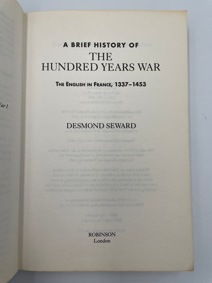 Title page of ‘A Brief History of The Hundred Years War’ by Desmond Seward
