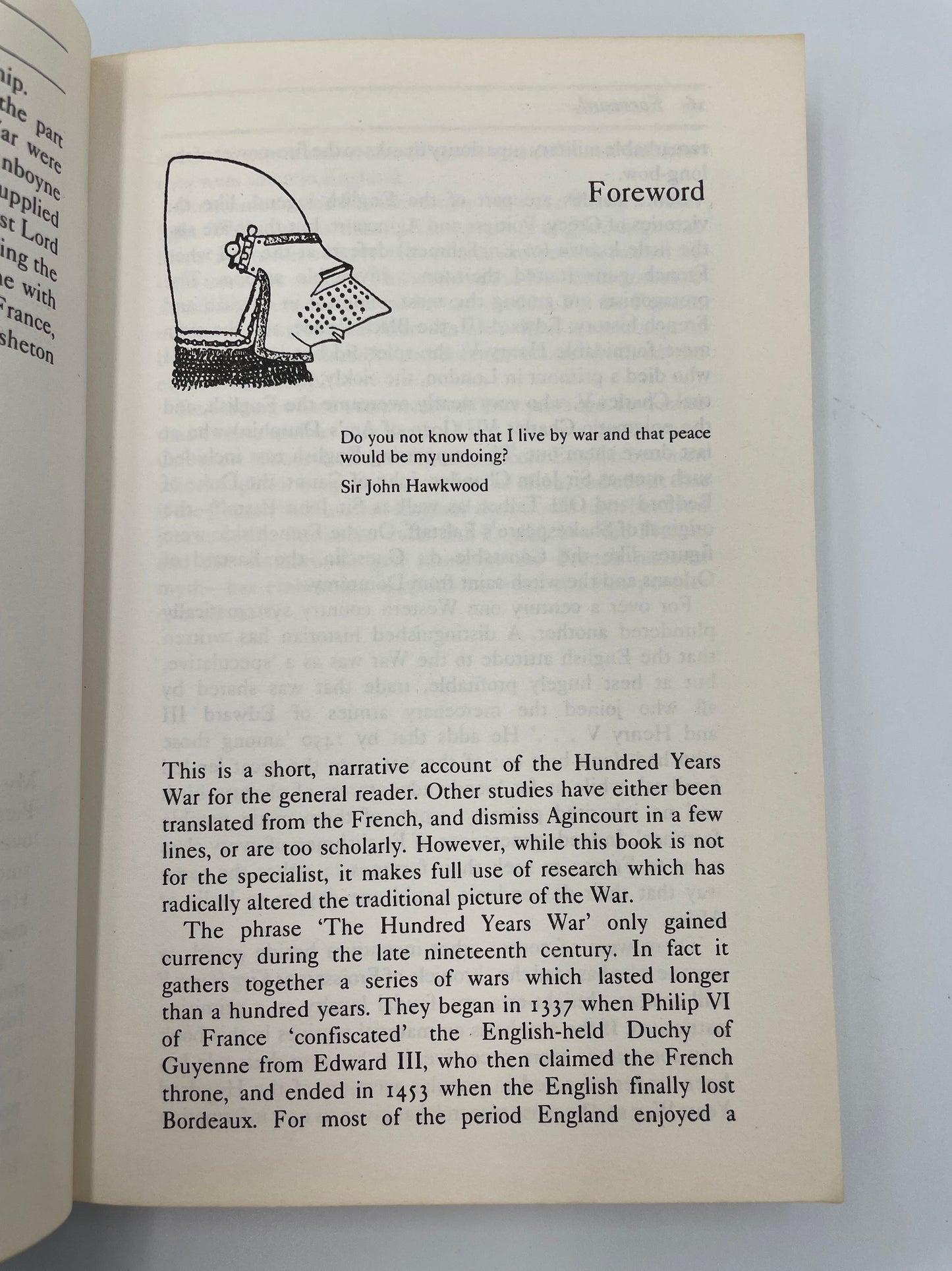 Foreward page of ‘A Brief History of The Hundred Years War’ by Desmond Seward