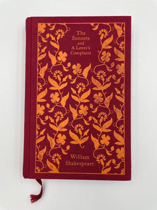 Book cover of, 'The Sonnets and A Lover’s Complaint' by William Shakespeare with floral patterns and text on a white background