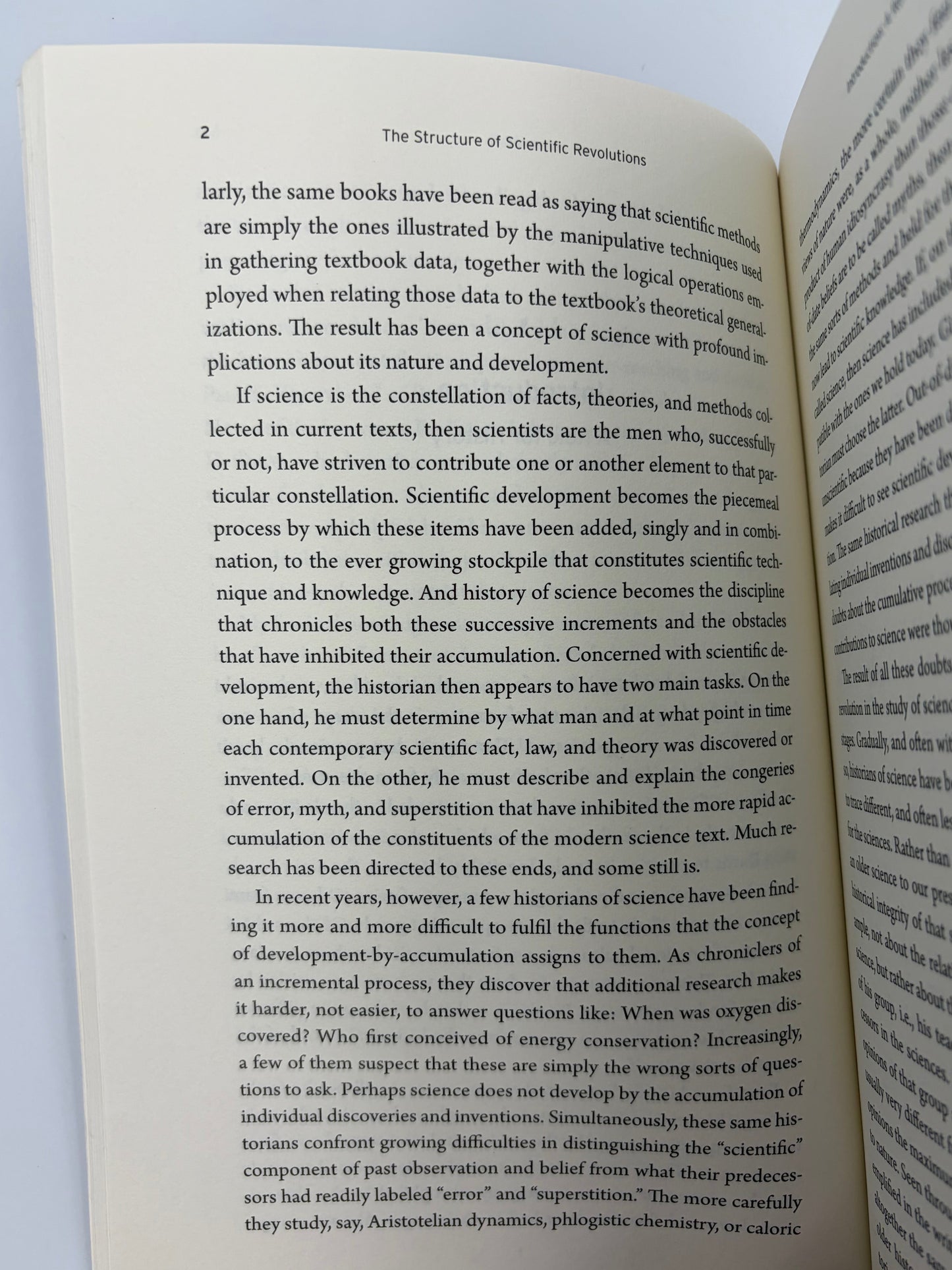 Page 2 from 'The Structure of Scientific Revolutions' by Thomas S. Kuhn.