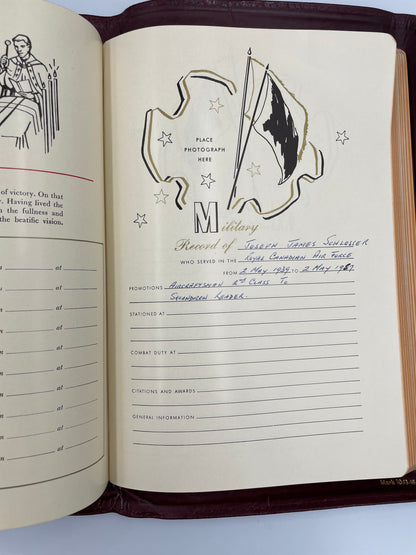 Page with military record of owner in the 'The Marian Bible'.