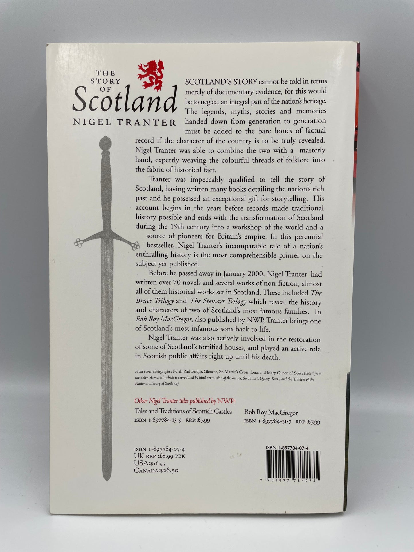 Back book cover of ‘The Story of Scotland’ by Nigel Tranter.