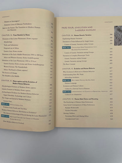 Table of contents page 6 and 7 of ‘How Humans Evolved’ by Robert Boyd & Joan B. Silk.