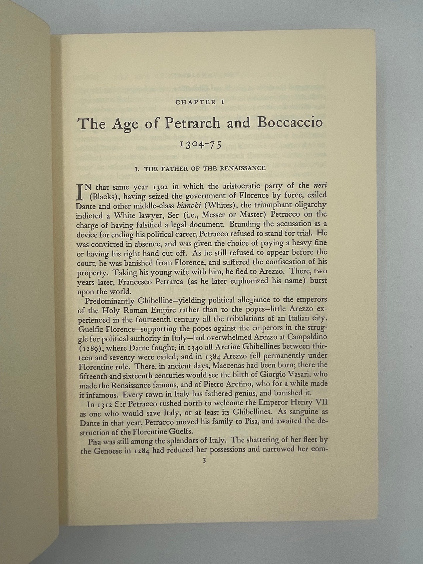 Chapter 1 page of ‘The Renaissance’ by Will Durant 