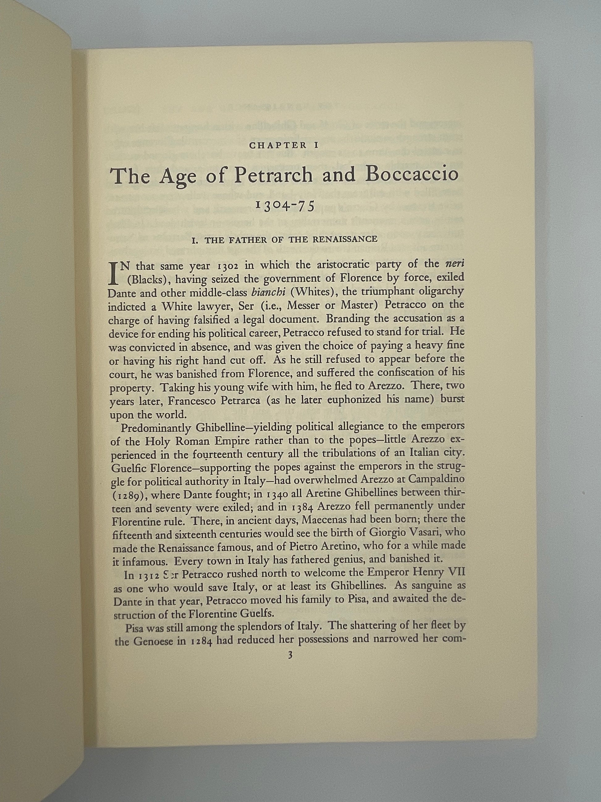 Chapter 1 page of ‘The Renaissance’ by Will Durant 