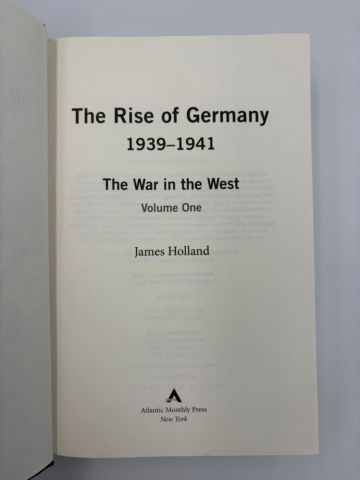 Title page from 'The Rise of Germany 1939-1941  The war in the West' Volume 1