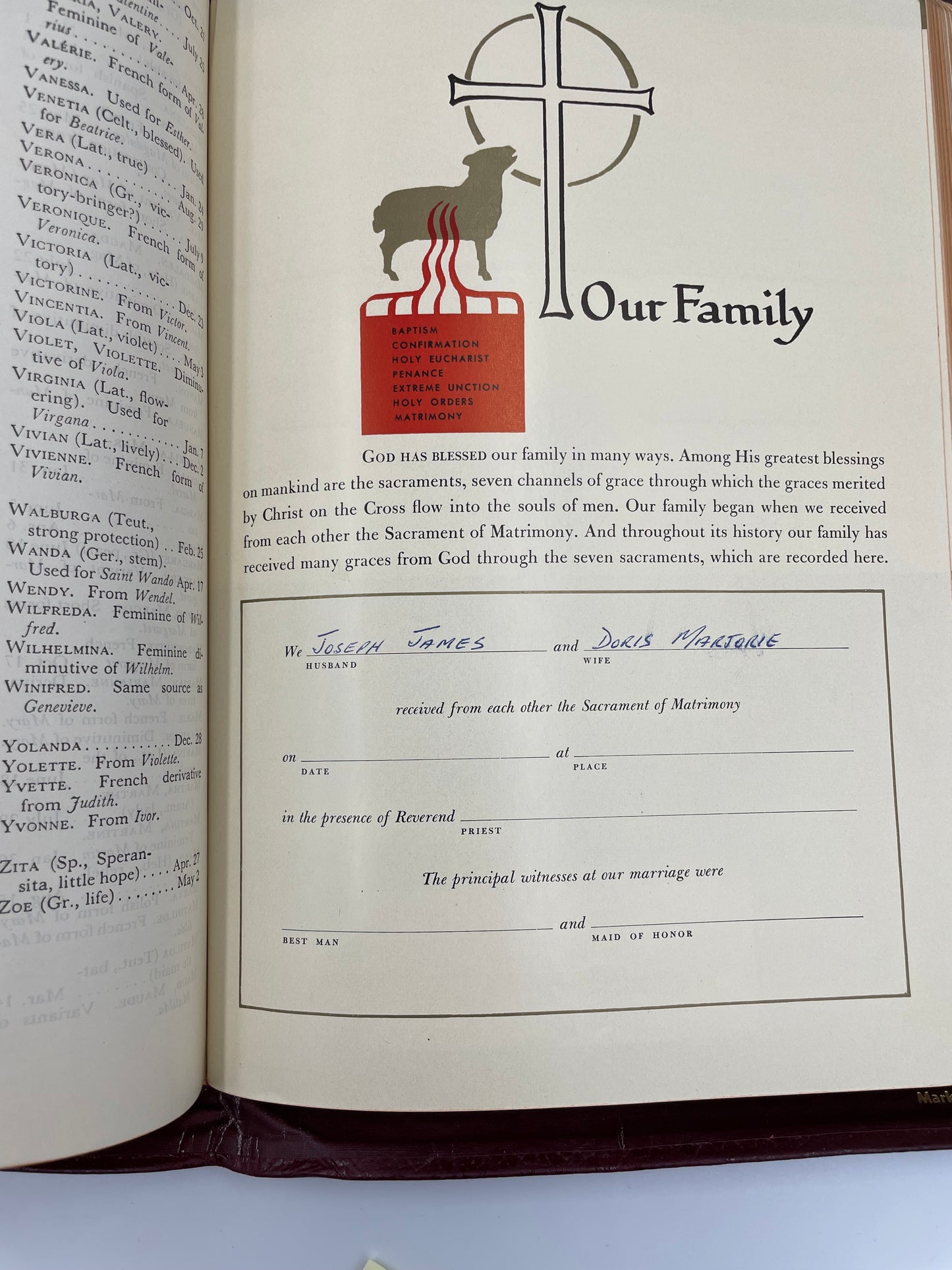 Page with owner info from 'The Marian Bible'.