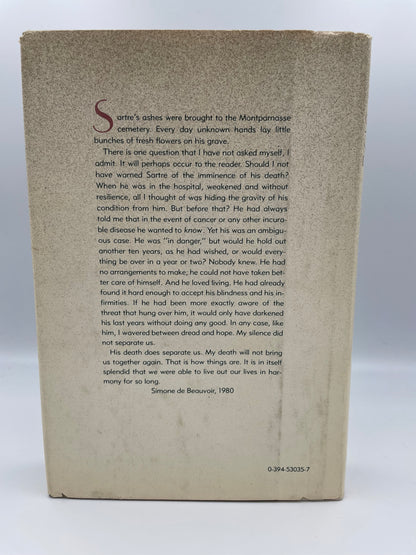 Back book cover of ‘Adieux: A Farewell to Sarte’ by Simone de Beauvoir.