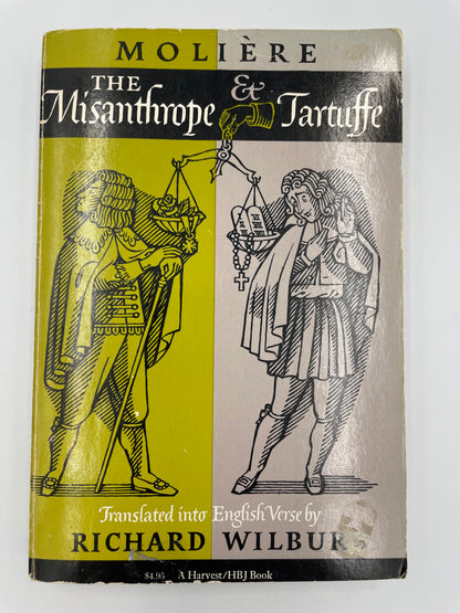 Book cover of 'The Misanthrope' by Molière with illustrations and text.