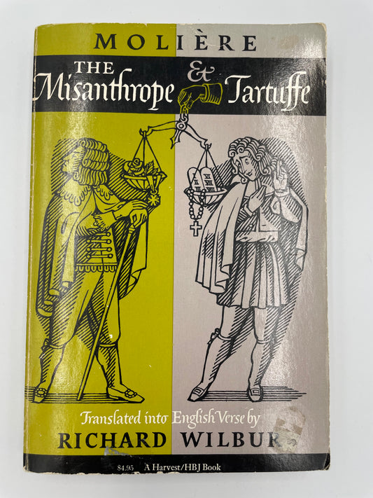 Book cover of 'The Misanthrope' by Molière with illustrations and text.