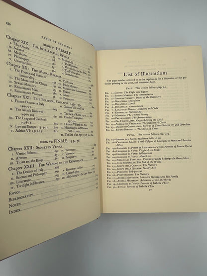 Table of contents page with illustration page of ‘The Renaissance’ by Will Durant 