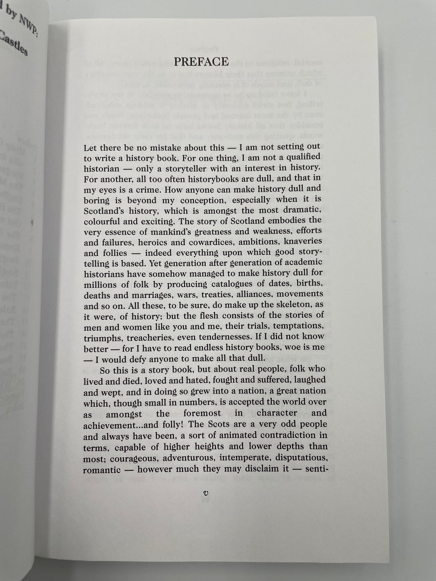 Preface page from book ‘The Story of Scotland’ by Nigel Tranter.