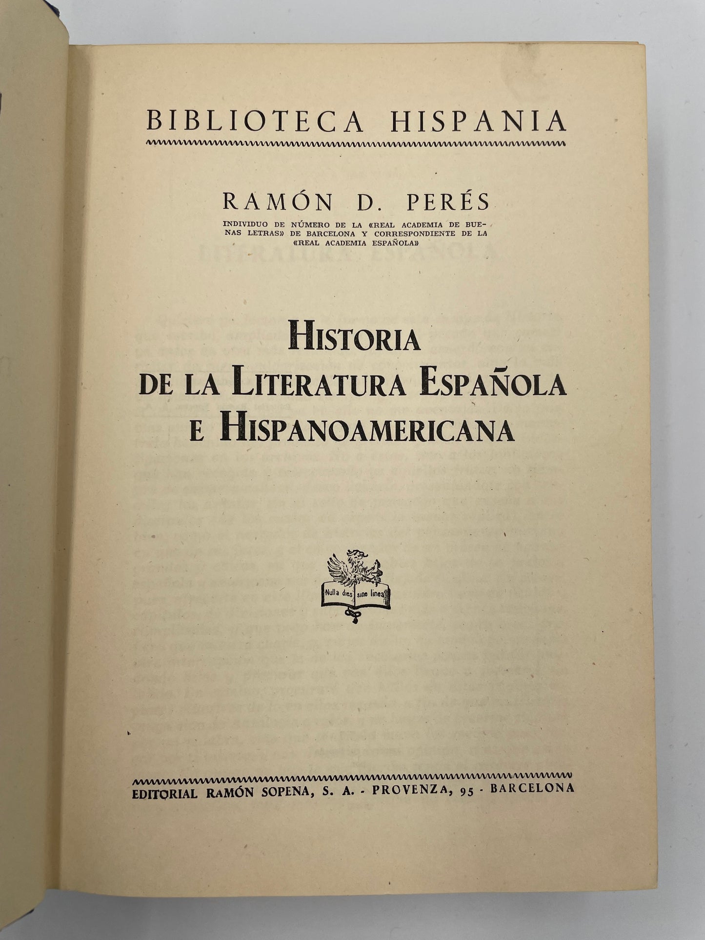 Title page from 'Historia de la Literatura Española e Hispanoamericana'.