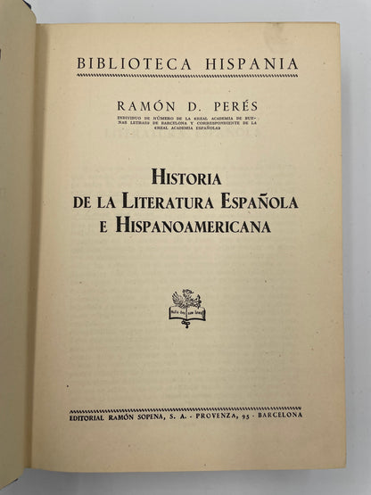 Title page from 'Historia de la Literatura Española e Hispanoamericana'.