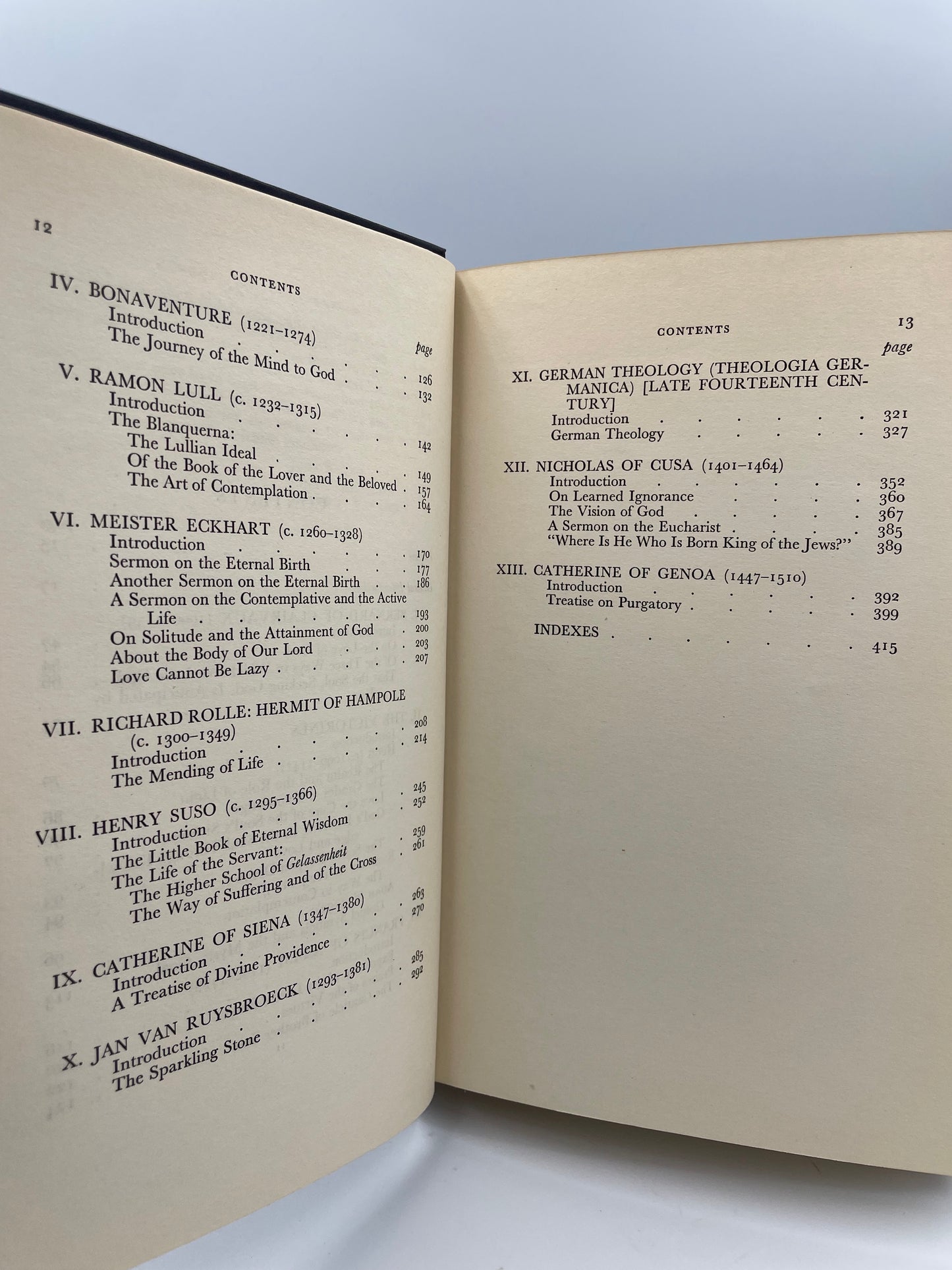More contents info page from Late Medieval Mysticism: Edited by Ray C. Petty