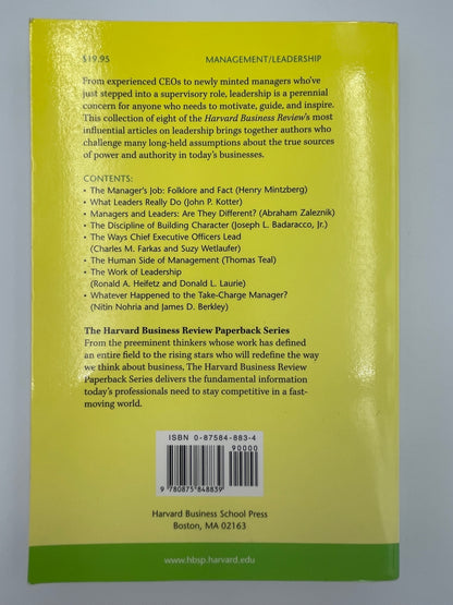 Back cover of "Harvard Business Review on Leadership".