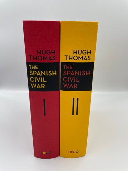 Book spine view of  volumes 1 and 2 of "The Spanish Civil War"by Hugh Thomas