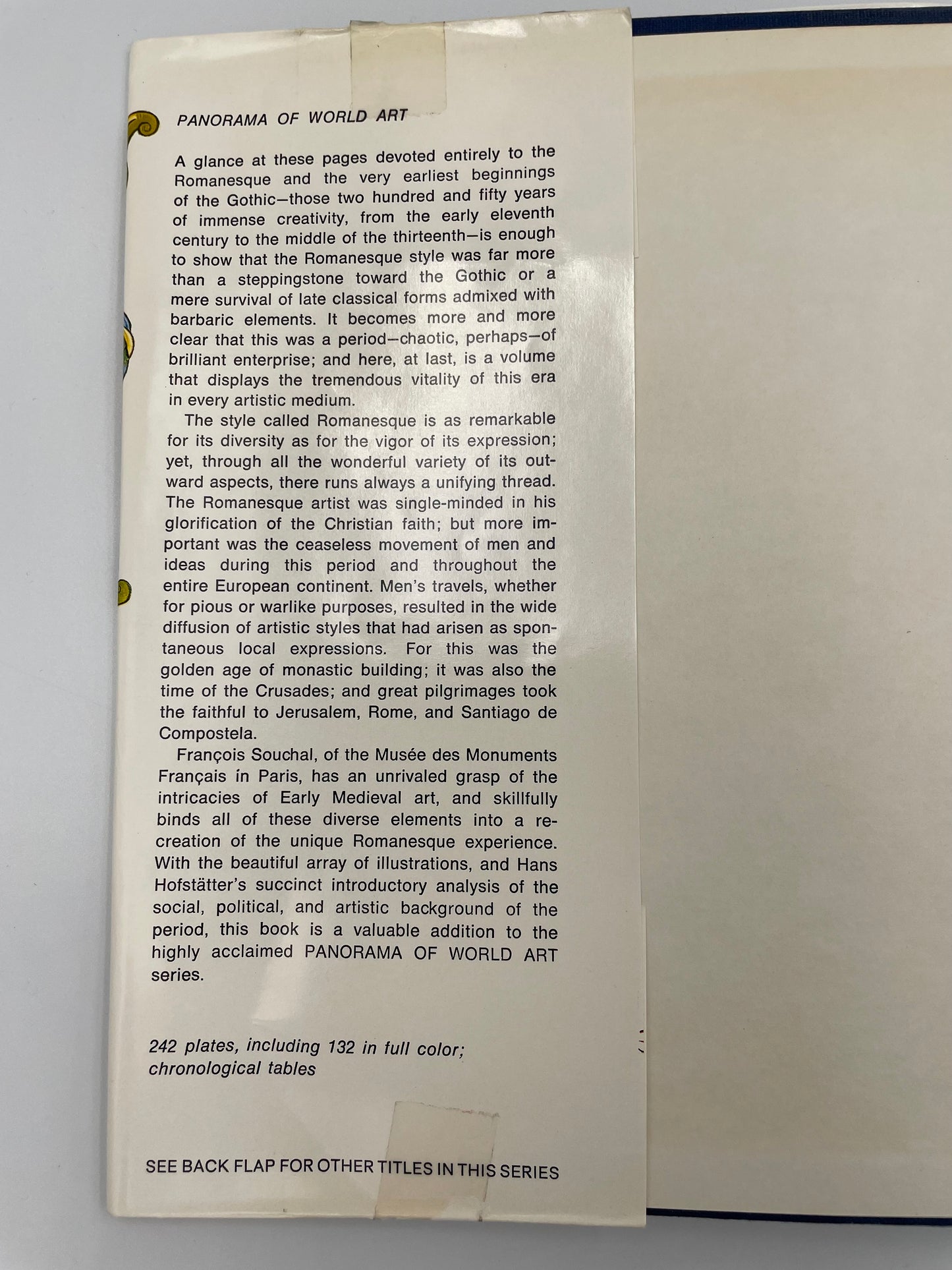 Inside cover dust jacket info leaf of ‘Art of the Early Middle Ages’ 