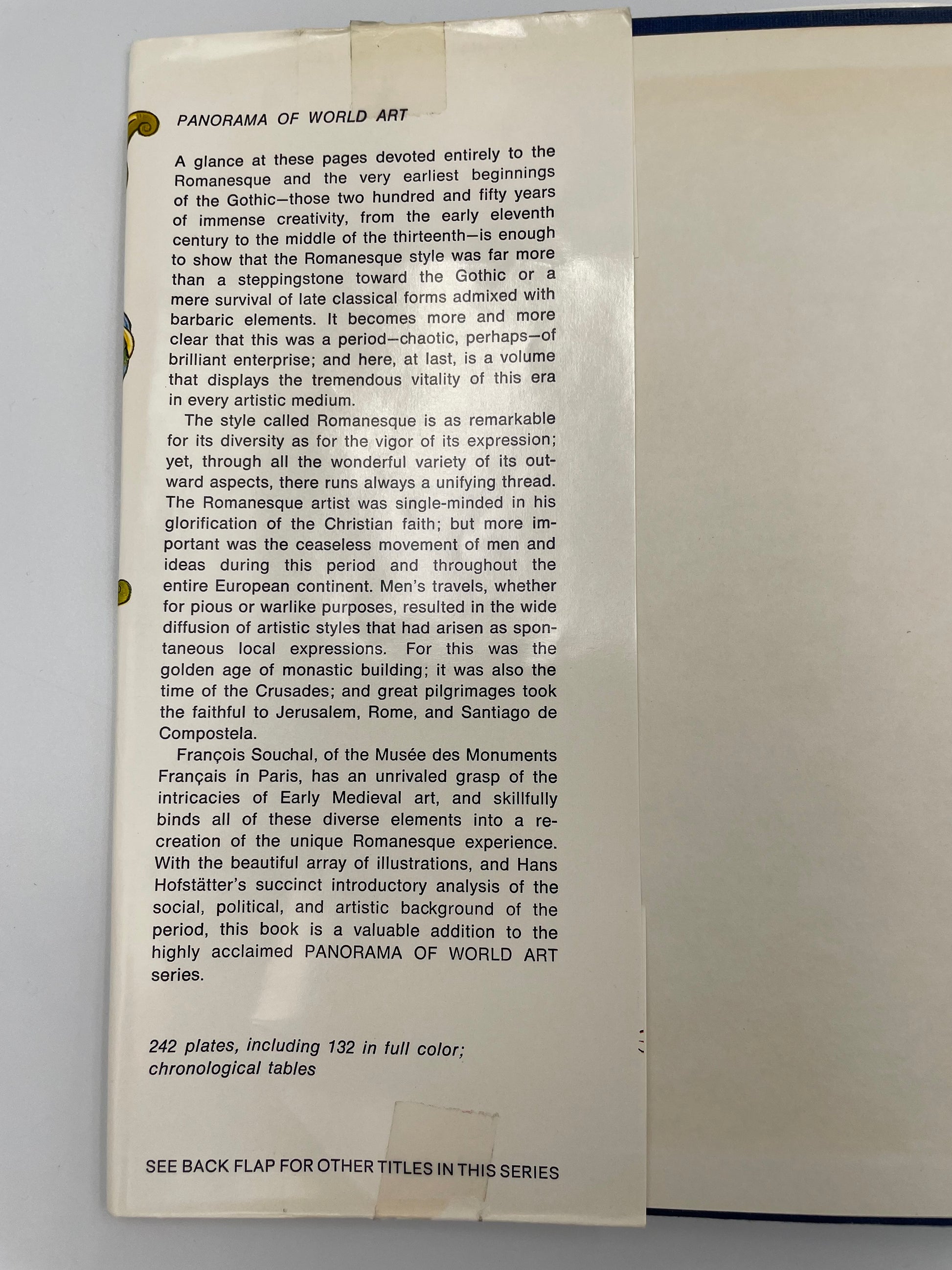 Inside cover dust jacket info leaf of ‘Art of the Early Middle Ages’ 