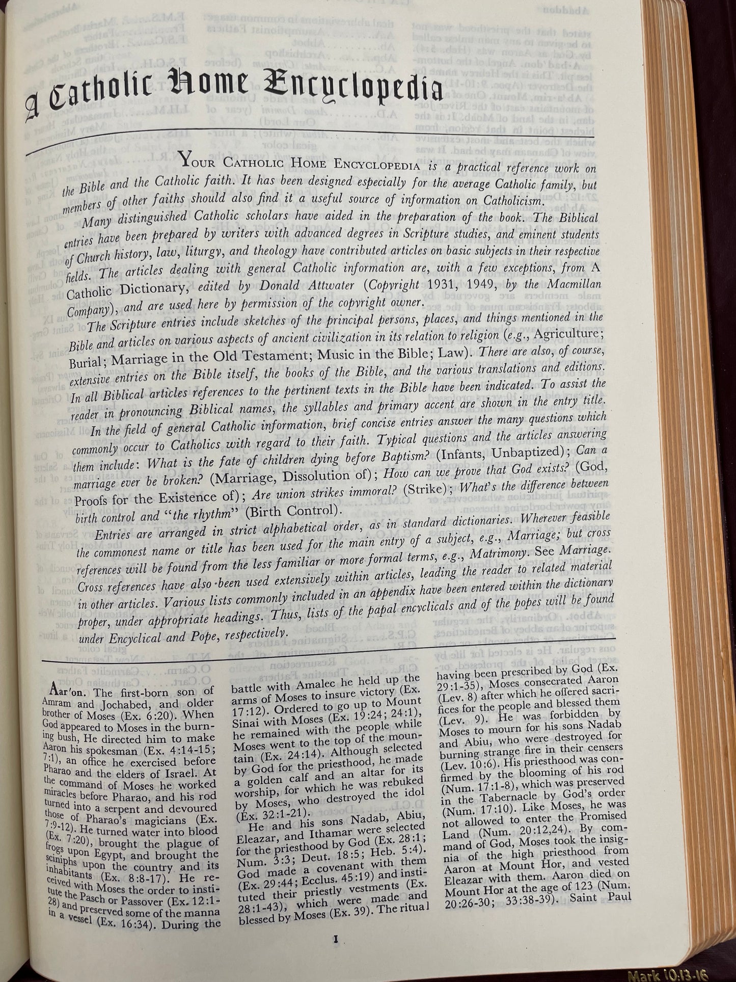 Catholic Encyclopedia section inside 'The Marian Bible'. 