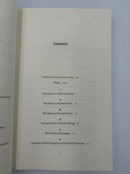 Table of contents page from, 'The Structure of Scientific Revolutions' by Thomas S. Kuhn.