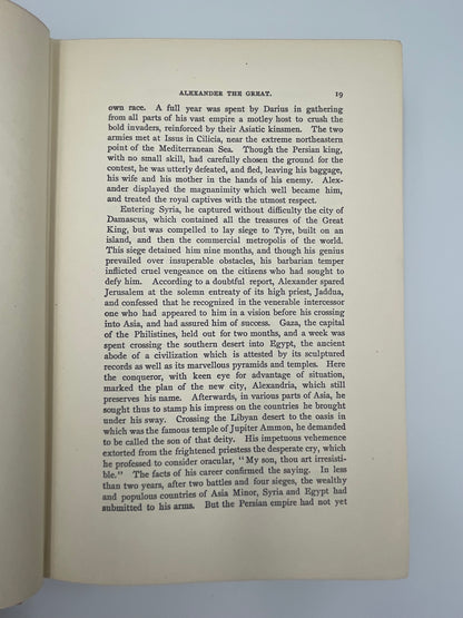 page on Alexander the Great from "The Library Edition of Historic Characters and Famous Events" (1905) 11 Volume set. Edited by J.B.Millet.