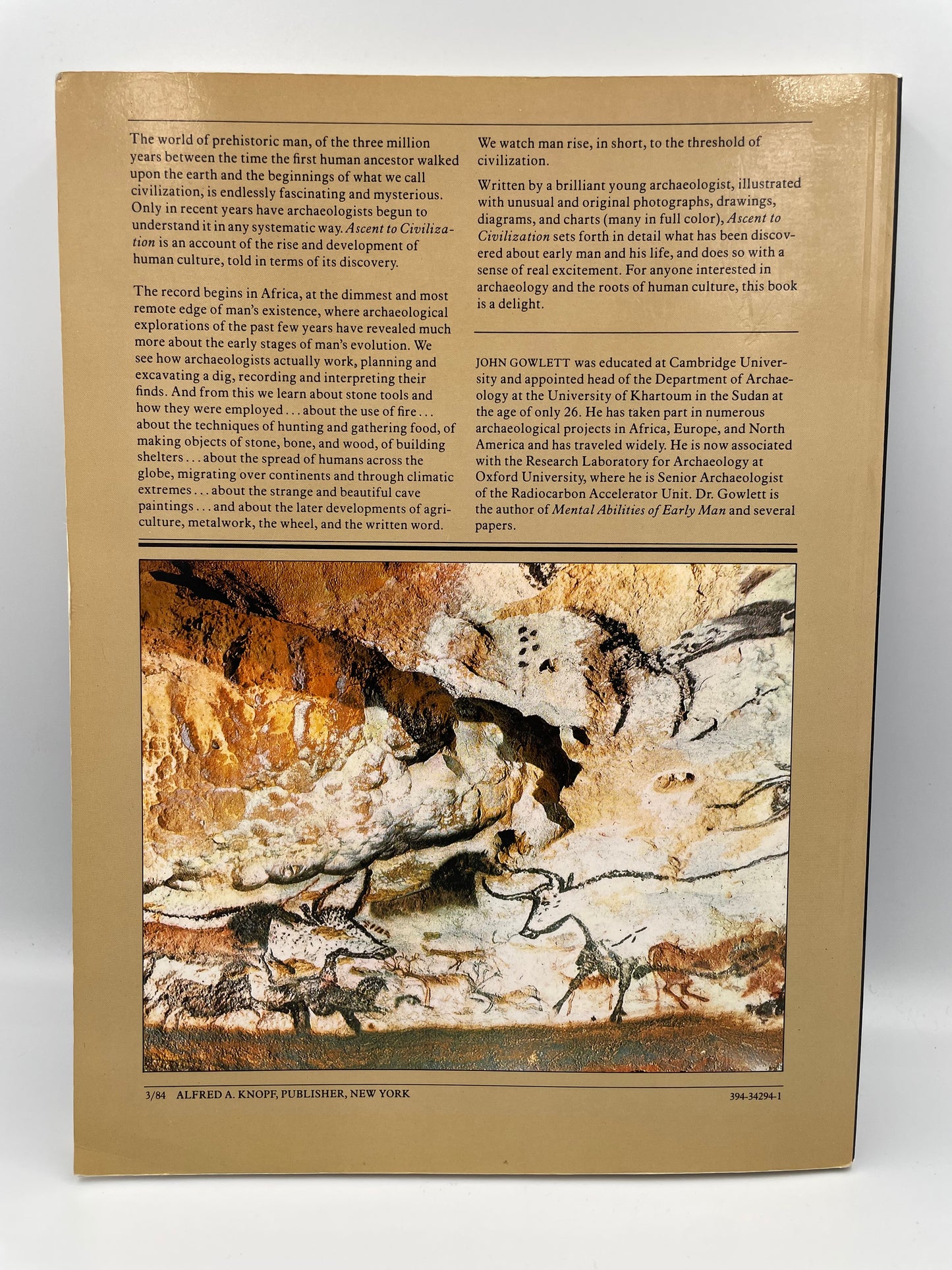 Back book cover of ‘Ascent to Civilization’ by John Gowlett.