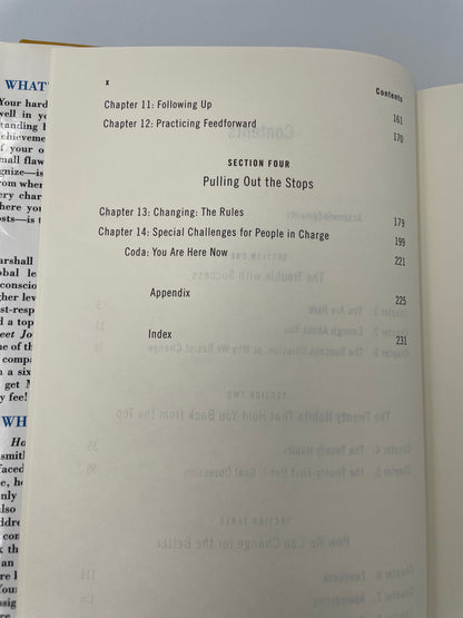 Content page continued of "What Got You Here Won't Get You There: How Successful People Become Even More Successful" by
Marshall Goldsmith  with Mark Reiter 