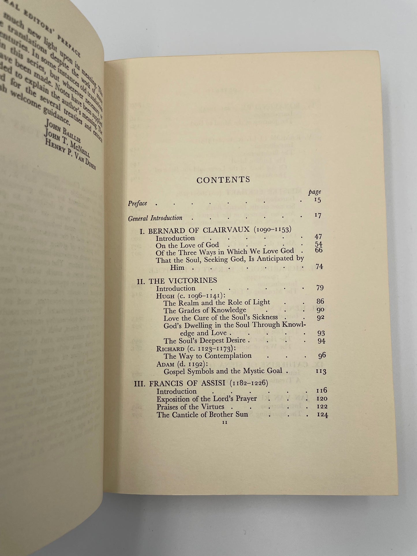 Contents page from Late Medieval Mysticism: Edited by Ray C. Petty