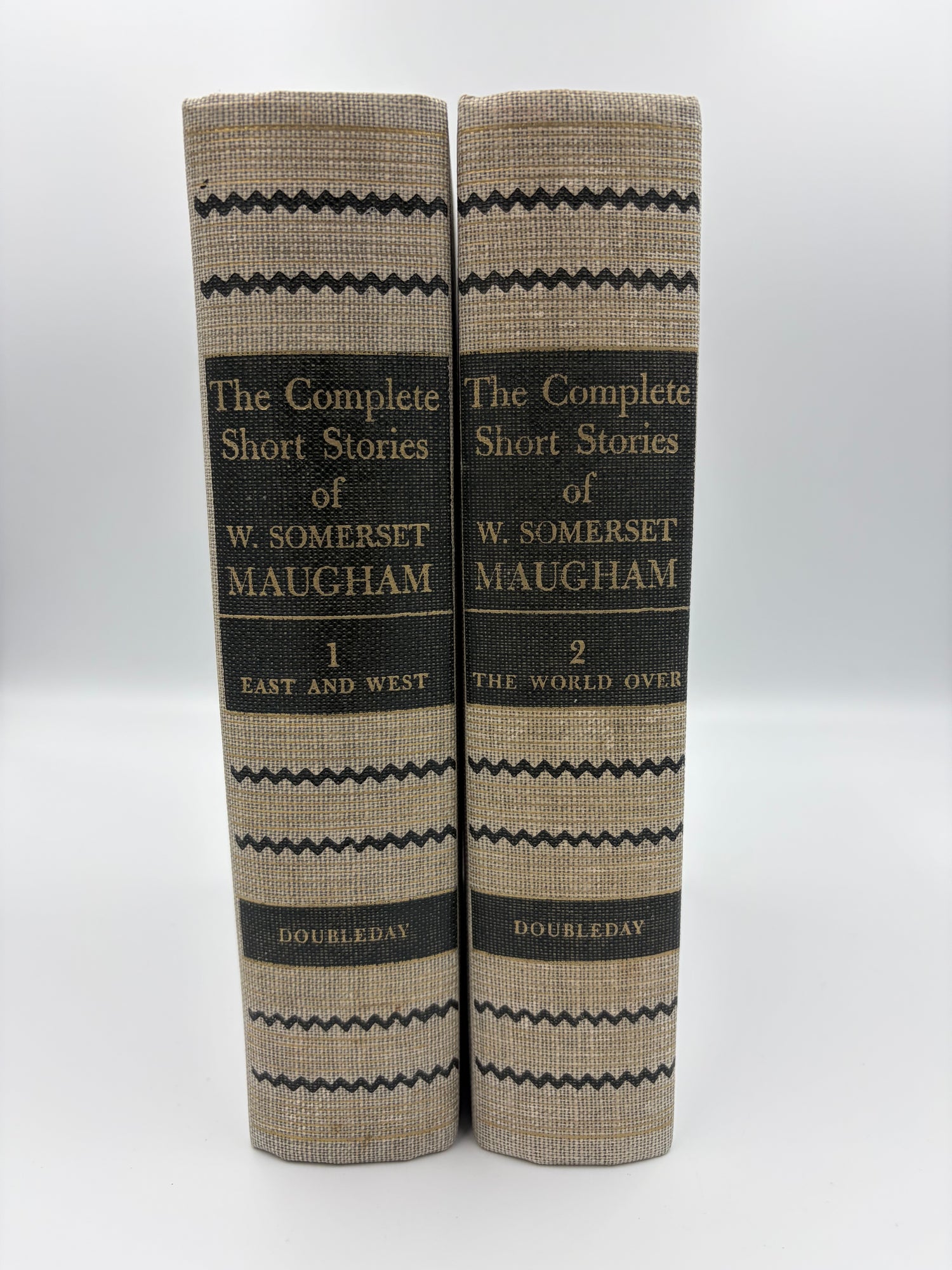 Two volume set titled 'The Complete Short Stories of W. Somerset Maugham', published by Doubleday on a white background.