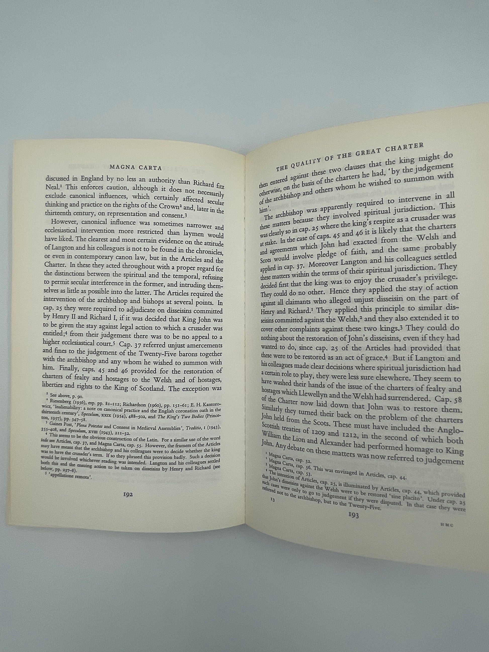 Random pages 192 and 193 of ‘Magna Carta’ by J.C.Holt
