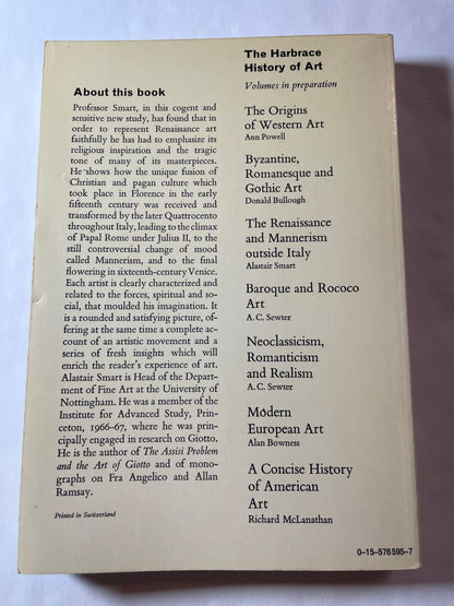 Back cover of "The Renaissance and Mannerism in Italy"
